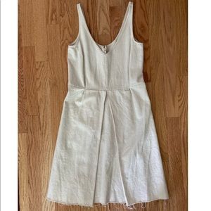 Hackwith Design House Lottie Dress 100% Cotton Denim in Soft Cream, Size XS